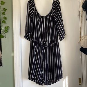 Black and white striped romper